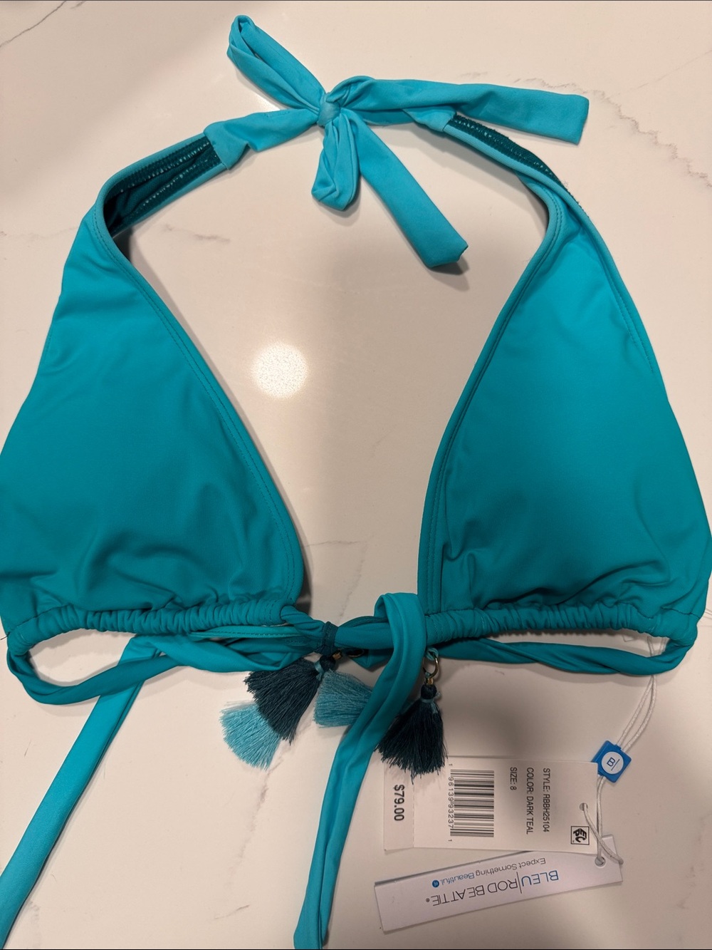 Halter Bikini Top - Teal Blue